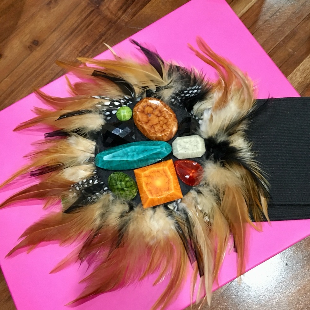 Bebe belt, chic feathers and stones, small, elastic